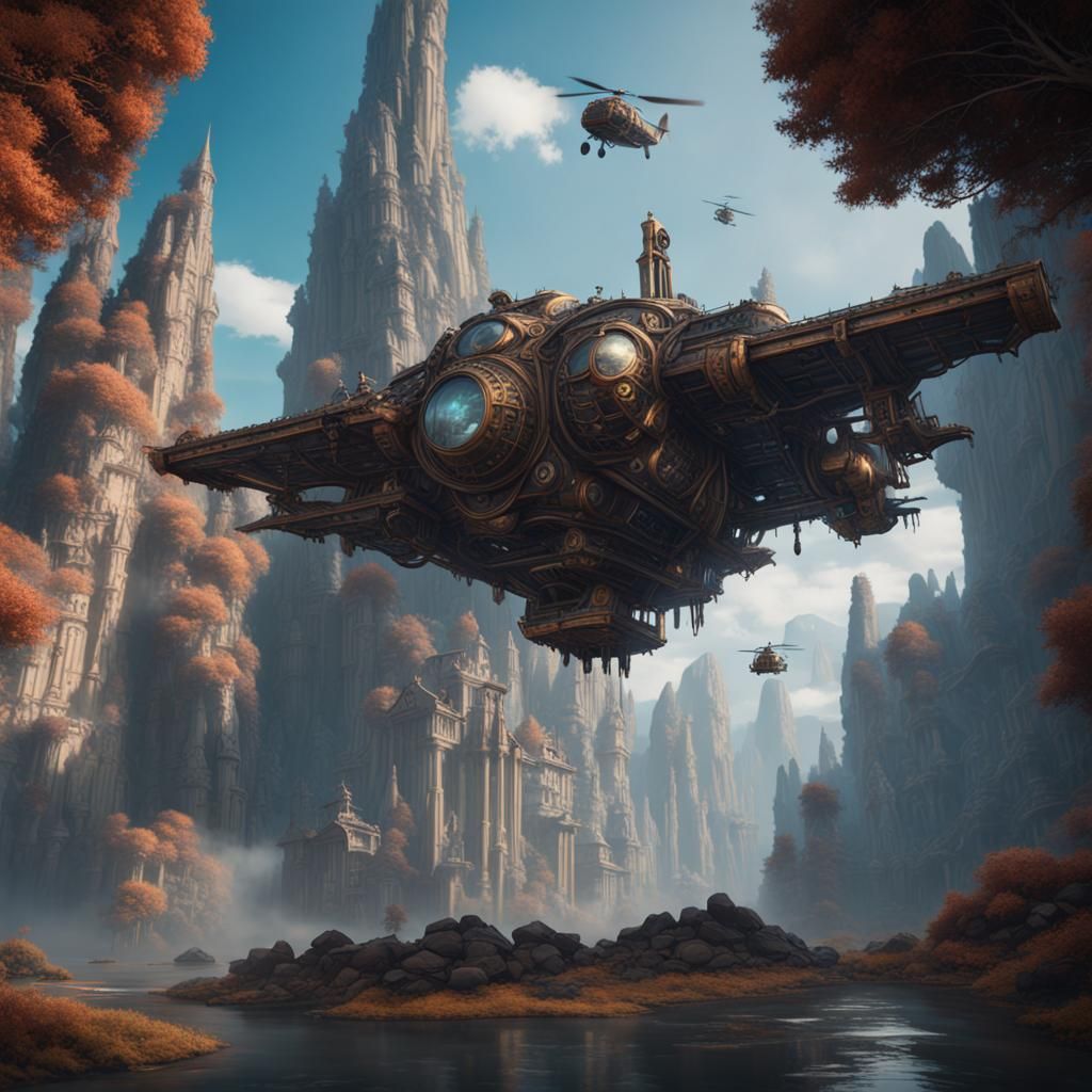 Fantastical Pilot in Detailed Matte Painting