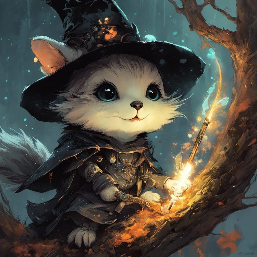 Chibi Witch Rides Bioluminescent Possum