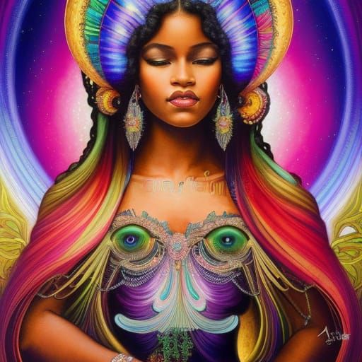 Art Nouveau Fairy Princess with Rainbow Eyes