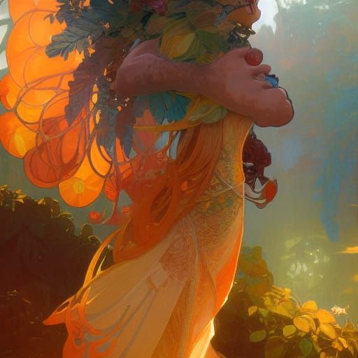 Detailed Cornucopia in Art Nouveau Style