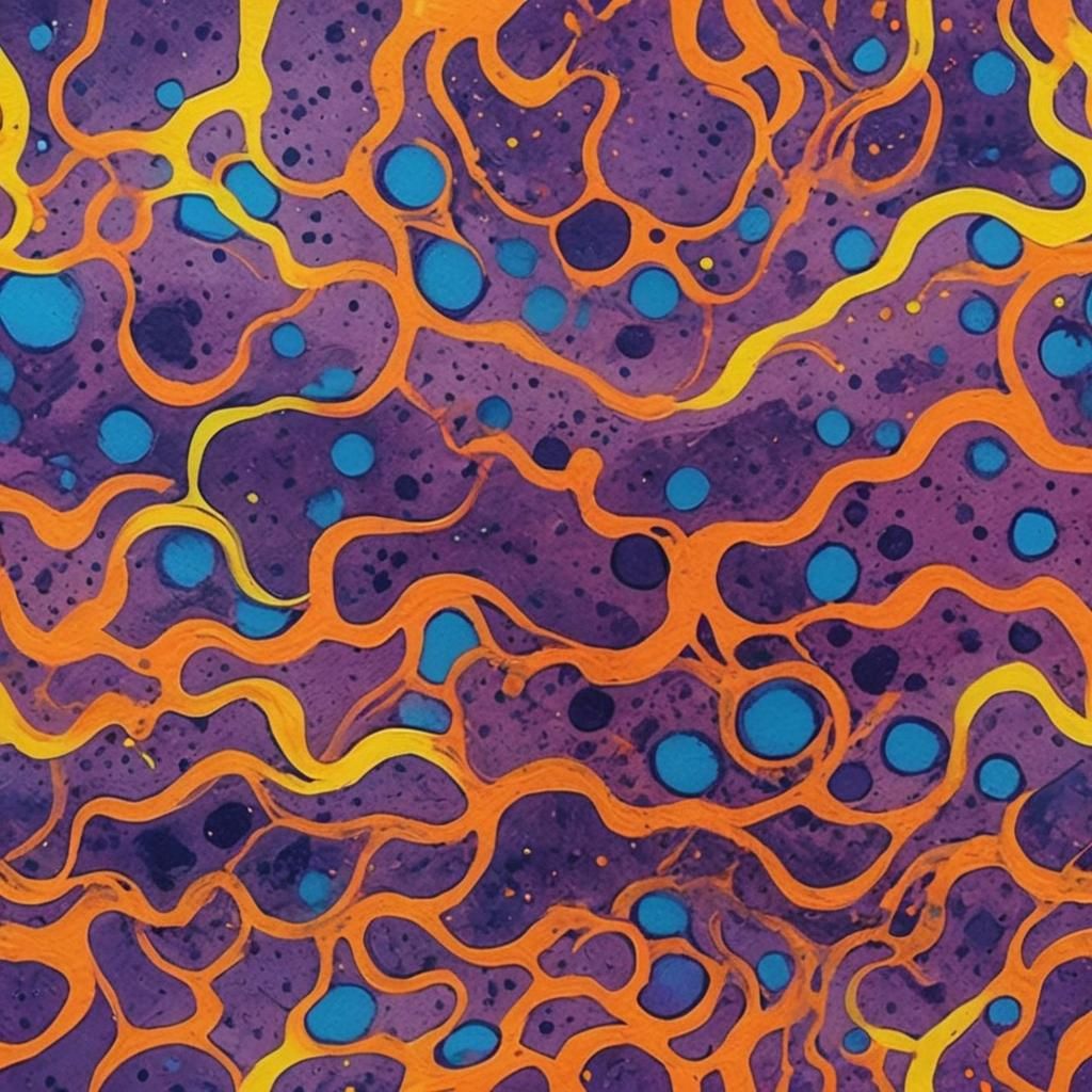 Vibrant Pop Art: Purple, Orange, and Blue Waves