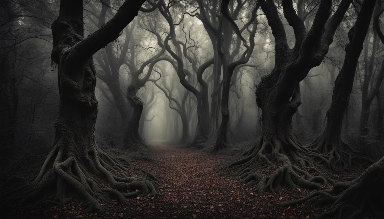 Haunted Forest's Dark Secret: Vintage Art Deco Photograph