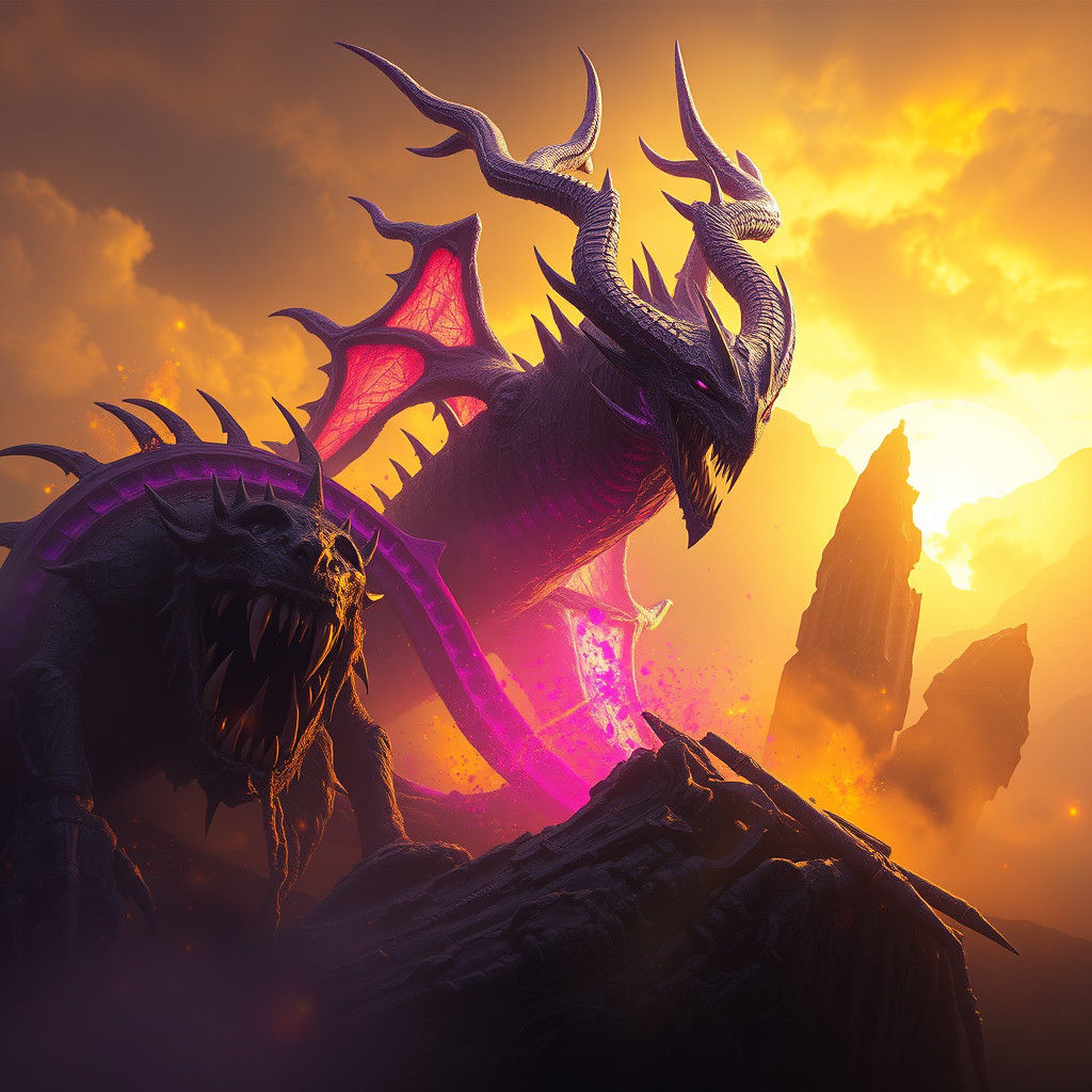 Detailed Hydra Concept Art in Dark Fantasy Style