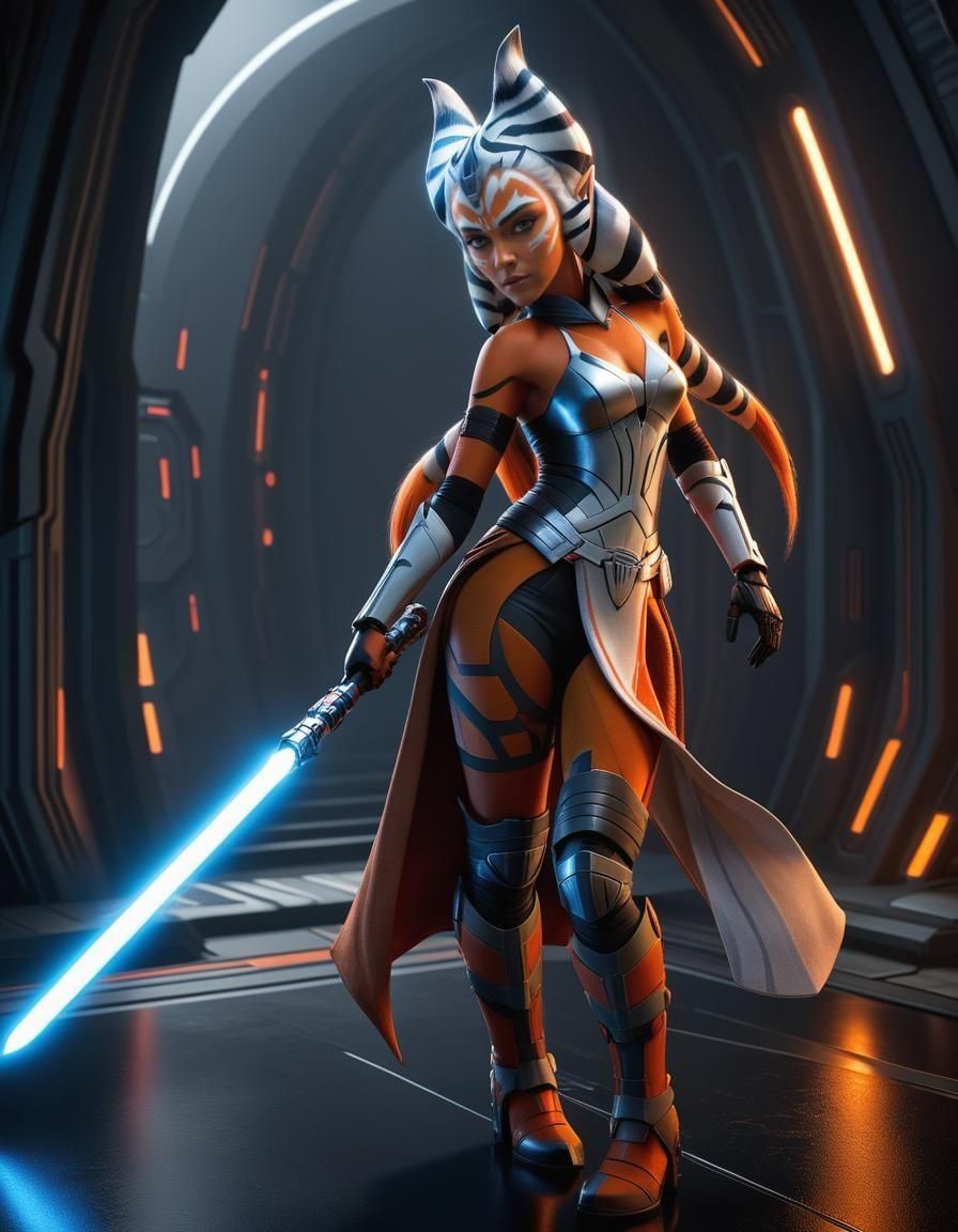 Ahsoka Tano in Modern Suite: Hyperrealistic Masterpiece