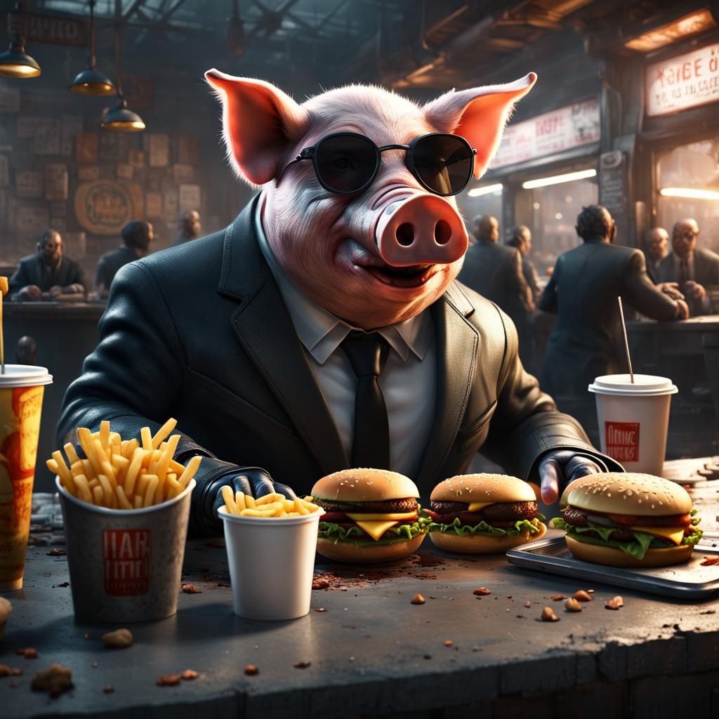 Post-Apocalyptic Pig Feast: Dark Fantasy Art