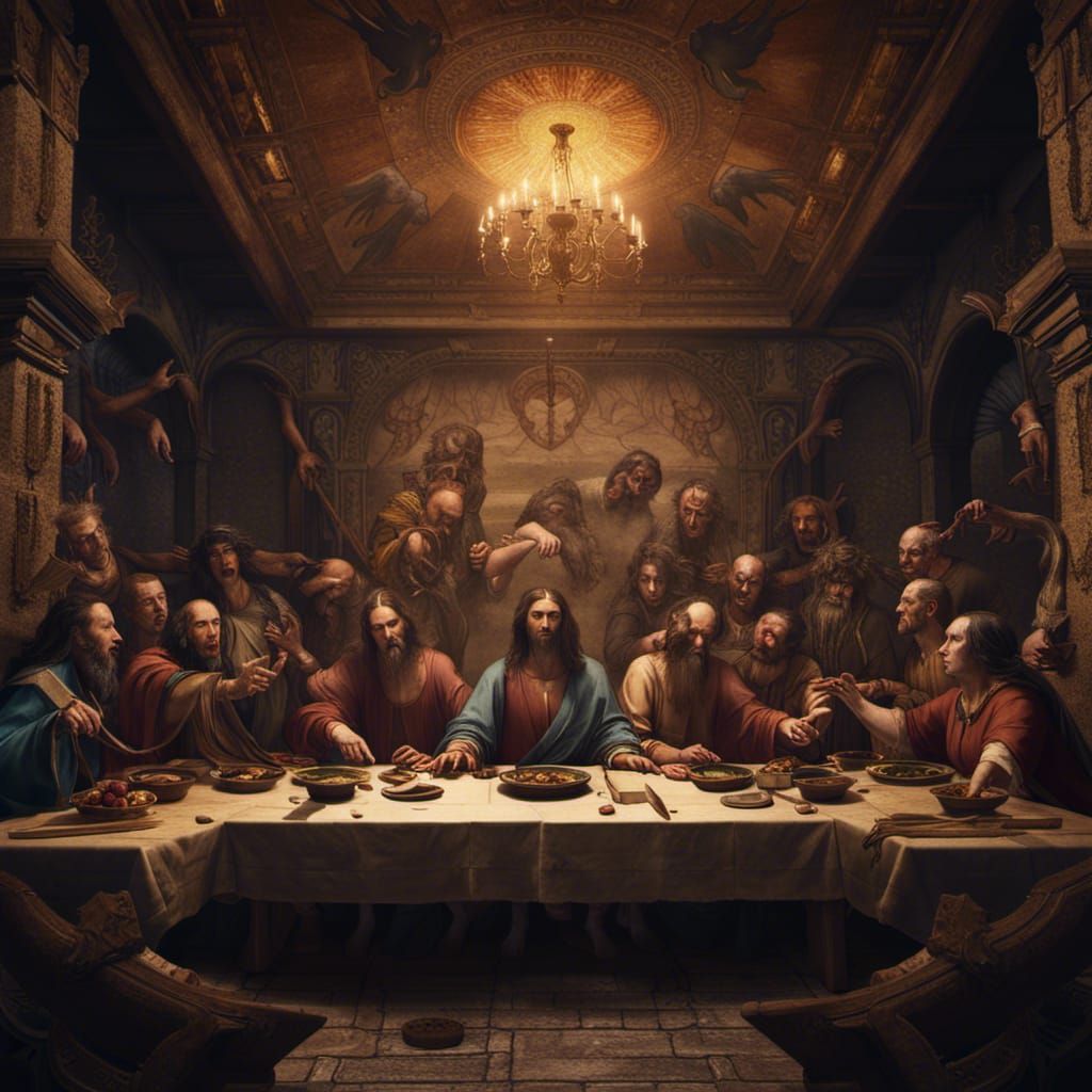 Demonic Last Supper: A Detailed Matte Painting