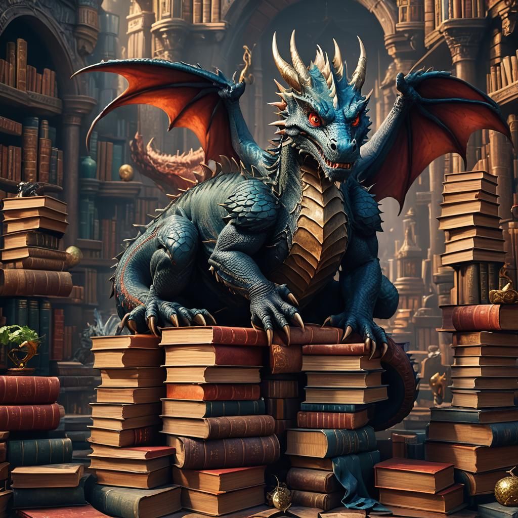 Dragon on Books: Detailed Matte Painting