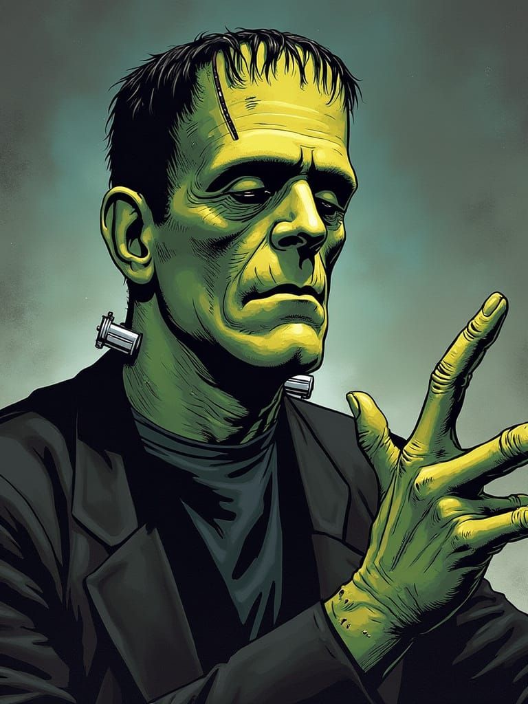 Frankenstein’s monster in the style of Curt Swan.