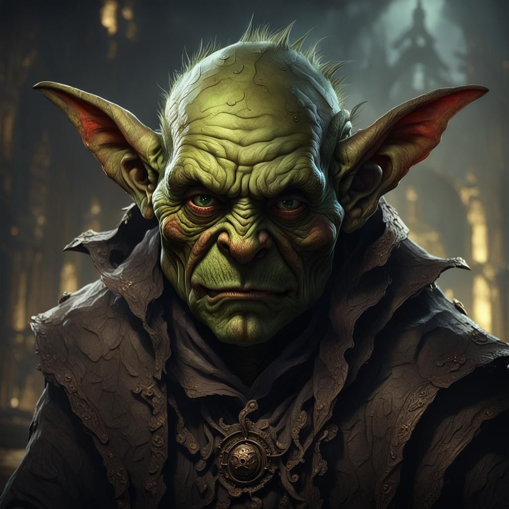 Grotesque Goblin Portrait in Grimdark Style