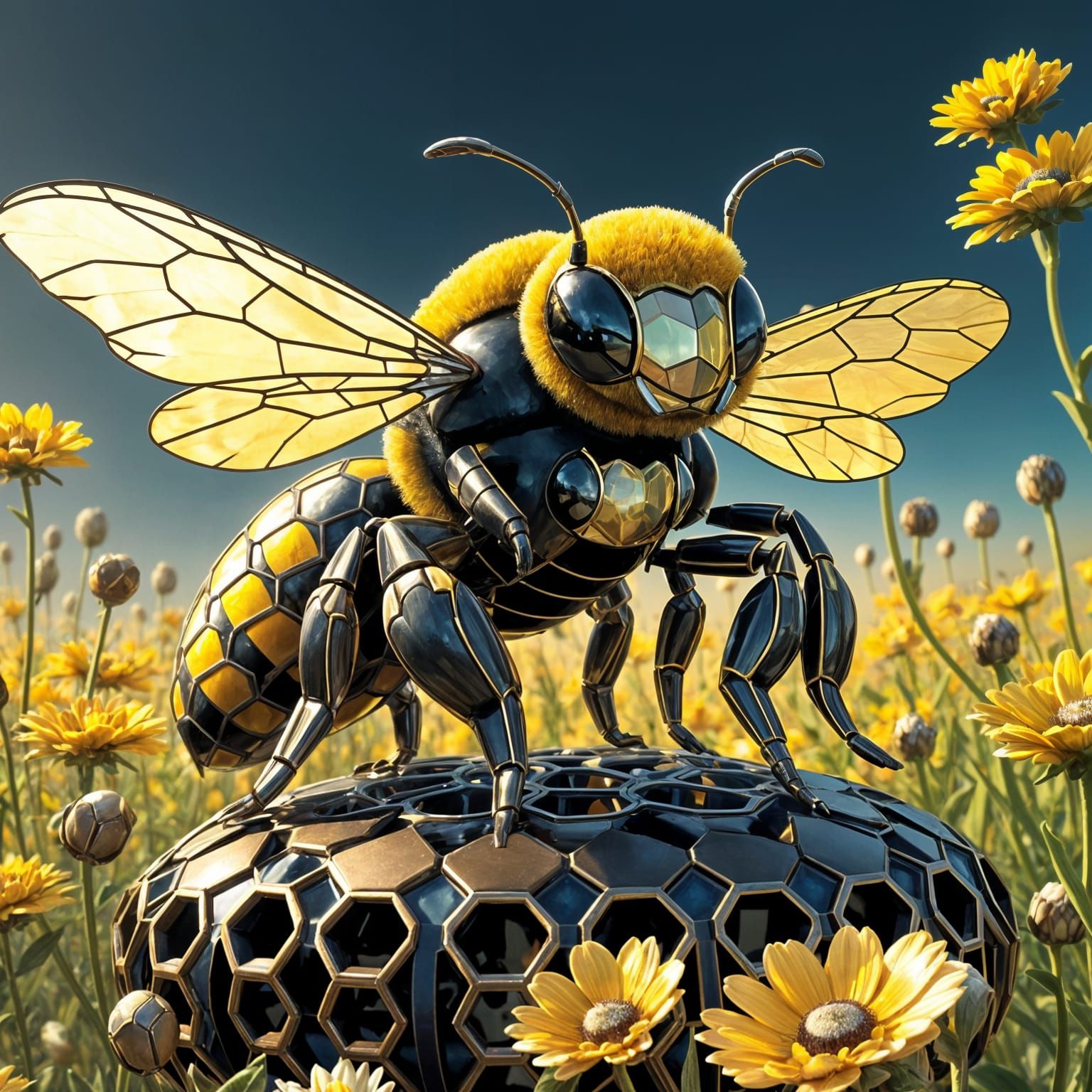 Gothic Bumblebee Stained Glass Masterpiece