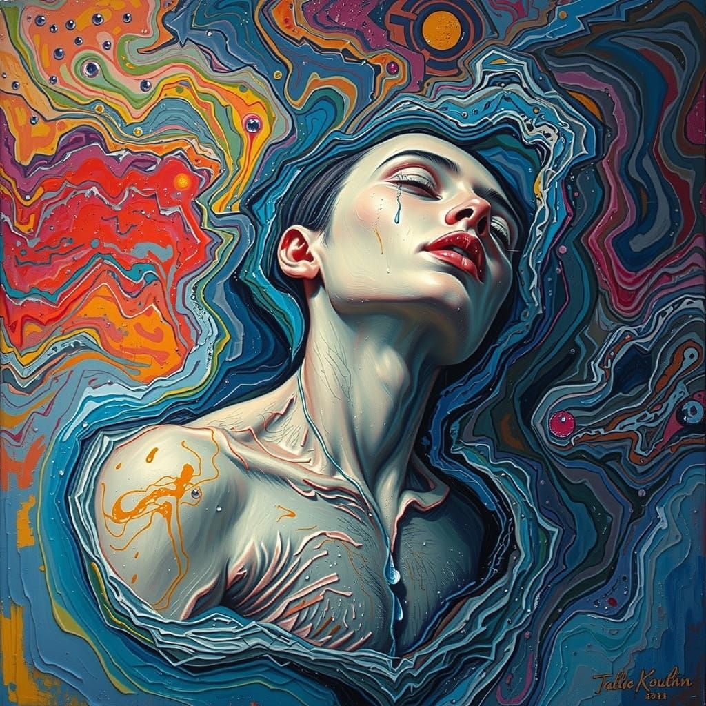 Melting Figure in Neo-Impressionistic Style