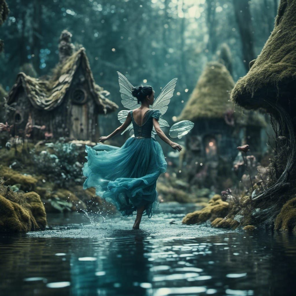 Water Fairy Soaring in Fairy Village