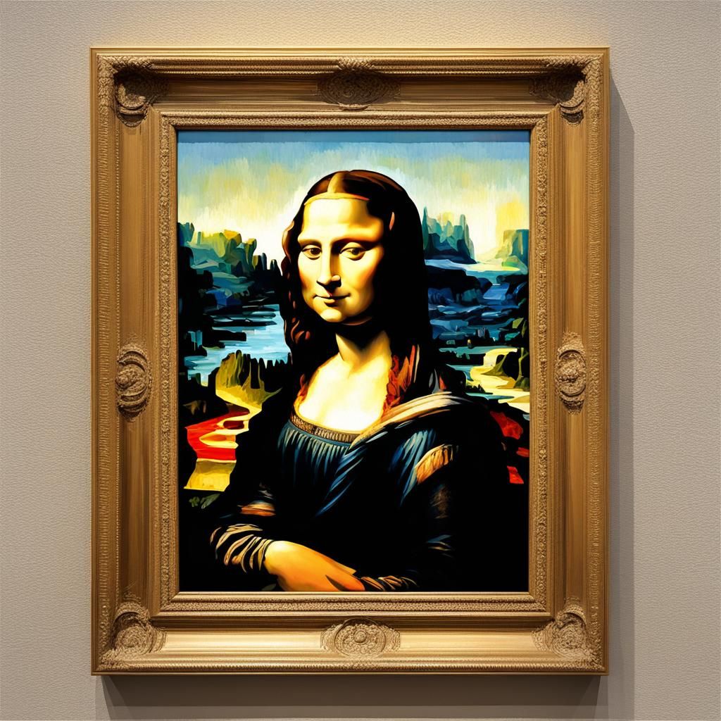 Mona Lisa's Perspective: Hyperrealistic Post-Impressionist A...