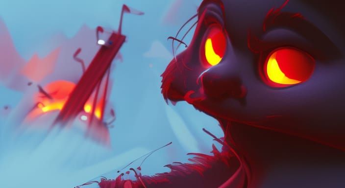 Intense Fire with Dramatic Lighting in 3D Style