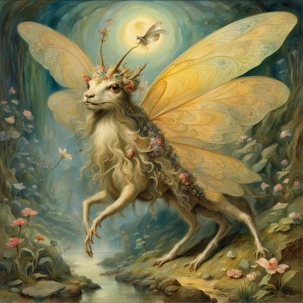 Ethereal Winged Fairy Animal, Victorian Style