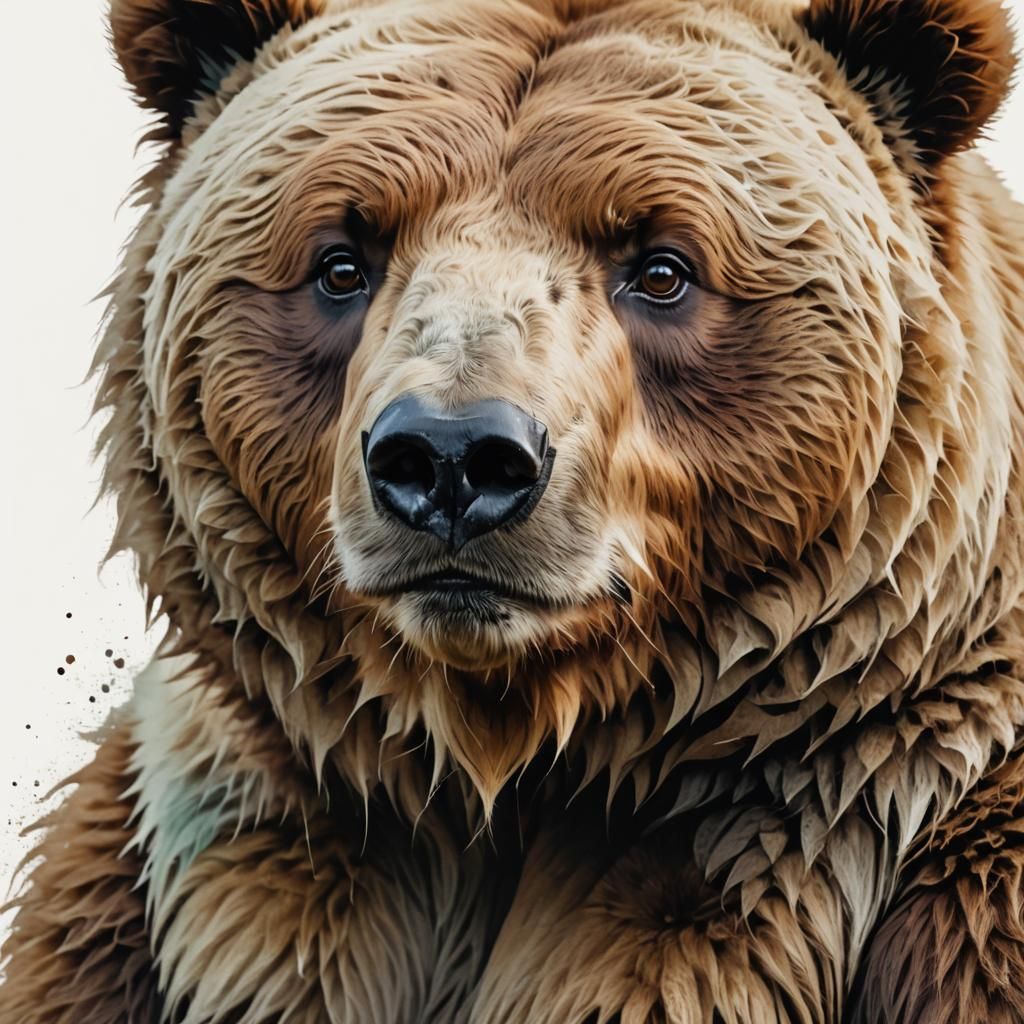 Chibi Kodiak Bear Portrait in Nursery Art Style