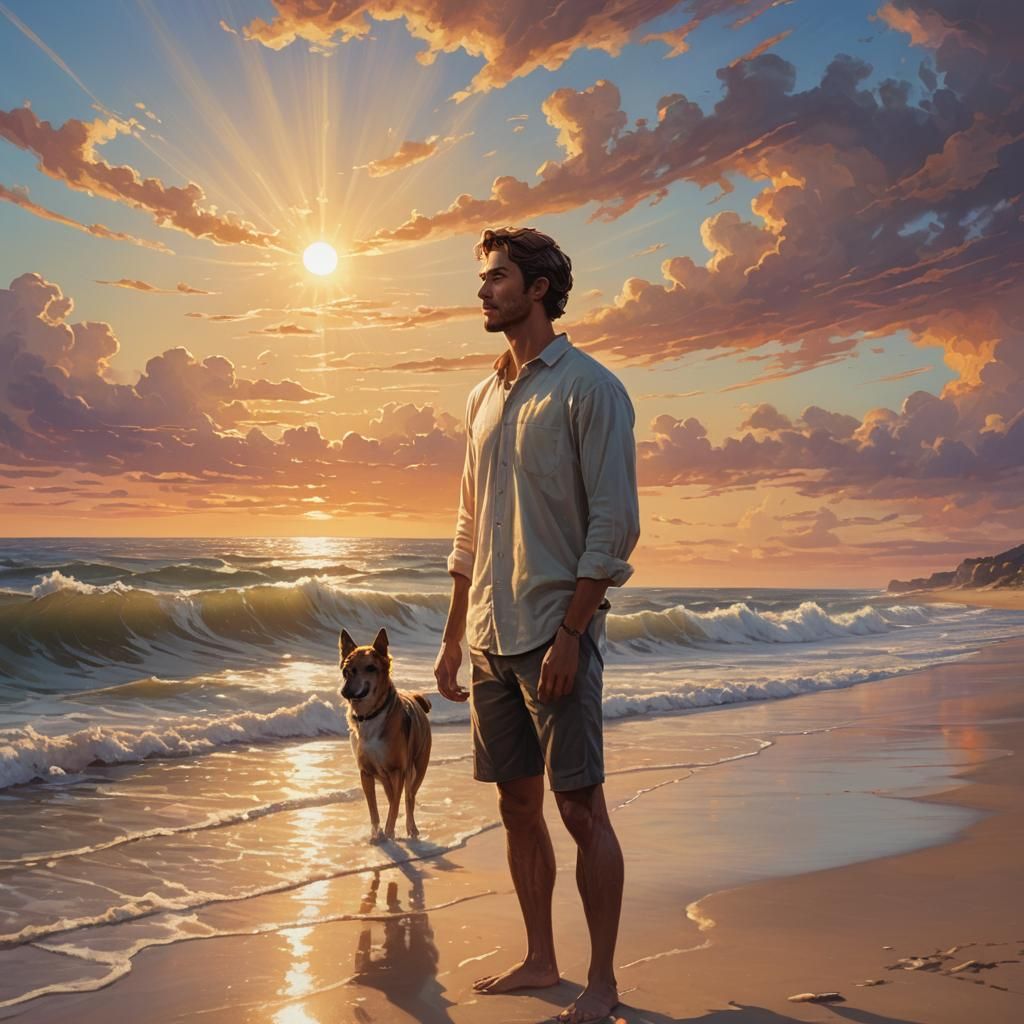 Sunrise on Tranquil Beach: Fantasy Concept Art