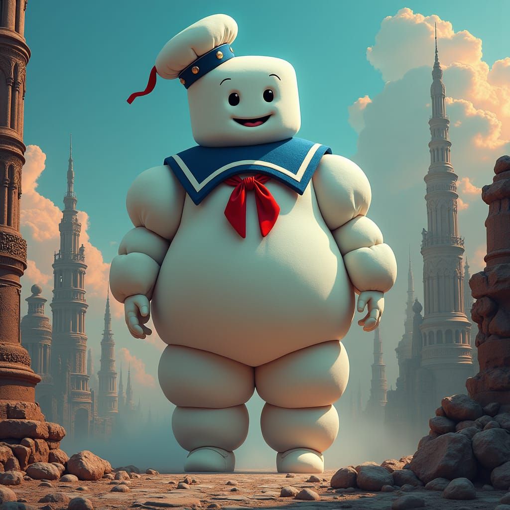 Stay Puft Marshmallow Man in Sci-Fi Metropolis