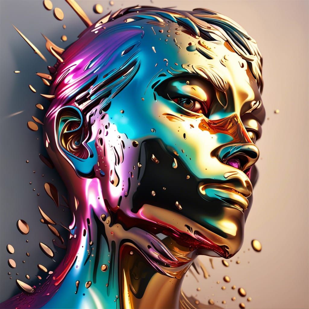 Metallic Logo in Hyperrealistic Splash Art Style