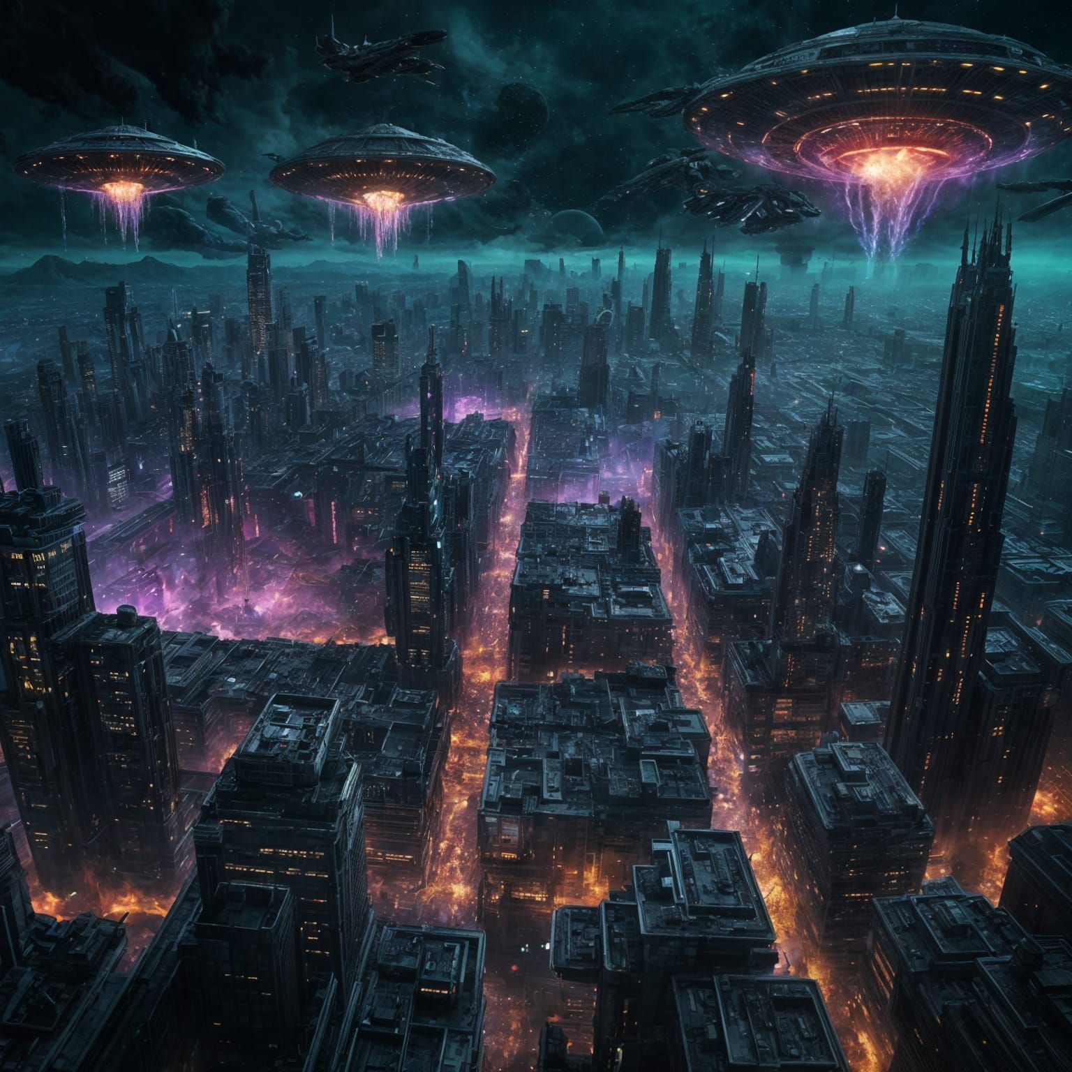 Epic Alien Invasion on Earth in Vibrant Colors