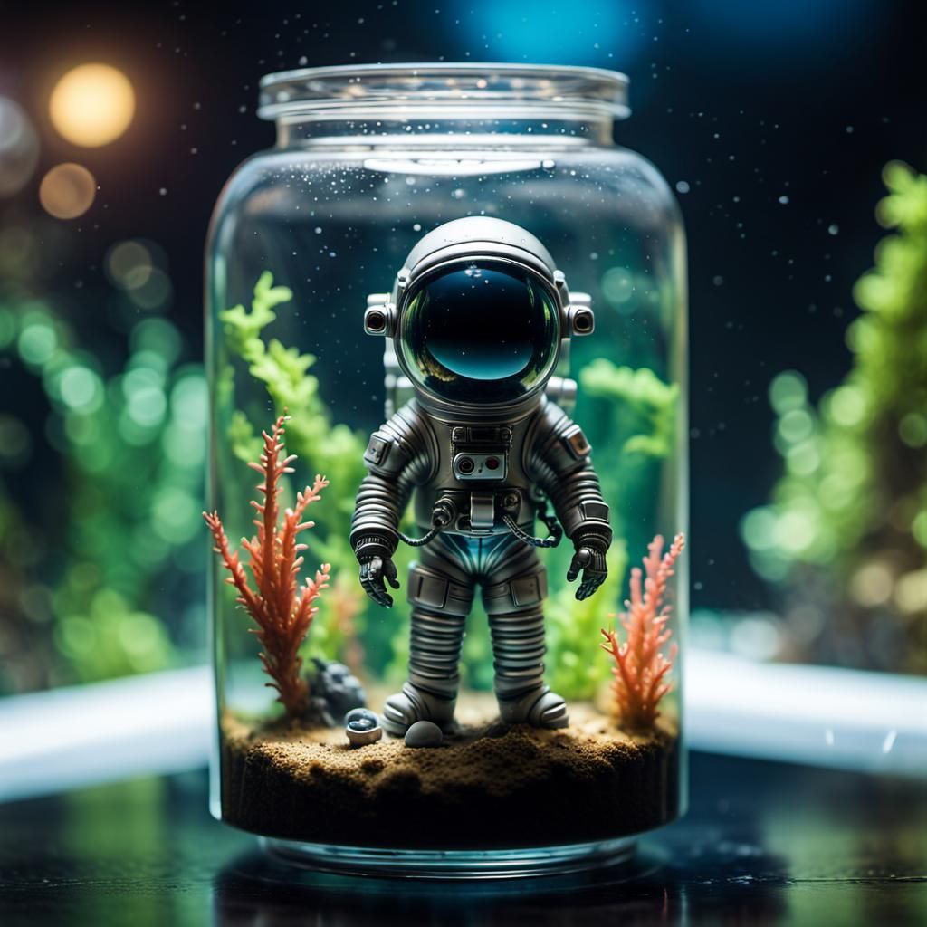 Psychedelic Astronaut Bobblehead in Glass Jar
