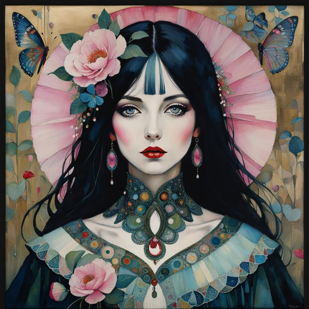 Extravagant Klimt-Inspired Butterflies and Flowers