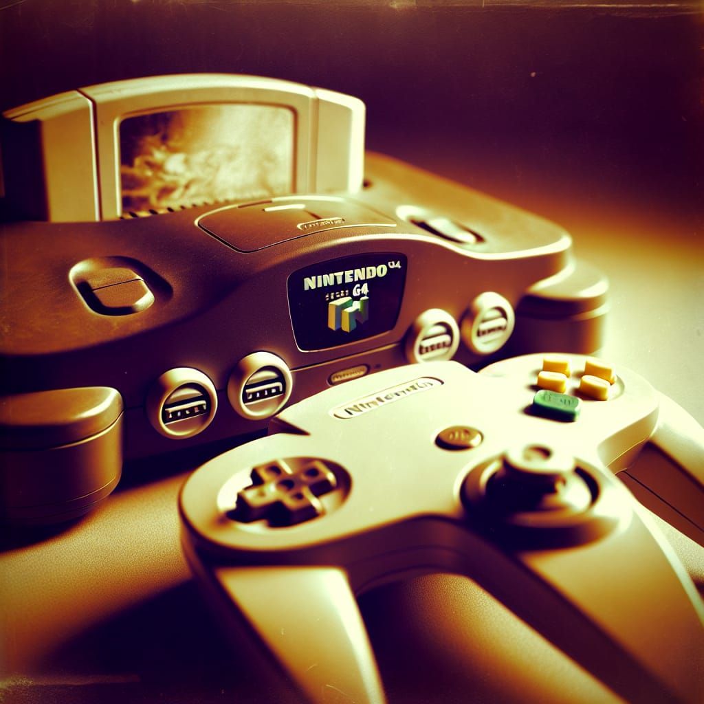 Vintage Nintendo 64 Console in Sepia Tone