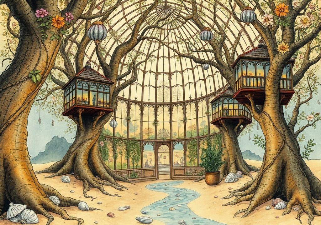 Glass Greenhouse Cathedral in Voynich Style