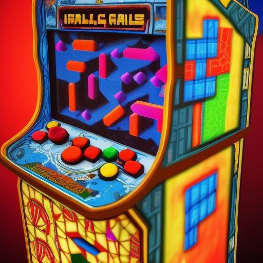 16th Century Tetris Arcade in Hyperrealistic Style