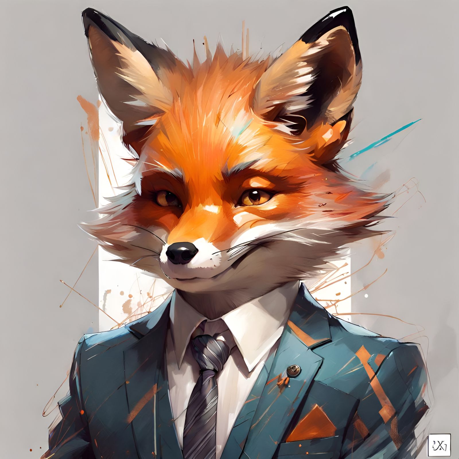 Fox Businessman Portrait in Detailed Digital Art Style