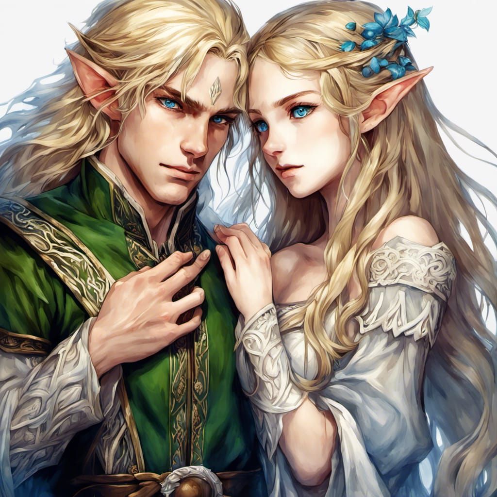 Anime Art: Elf and Human in Love