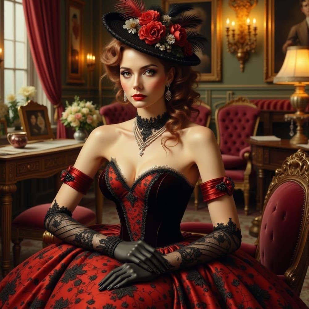 Victorian Lady in Elegant Victorian Style