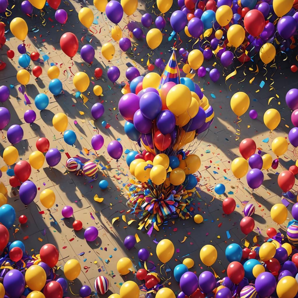 Vibrant Celebration Concept Art with Yellow Balloon