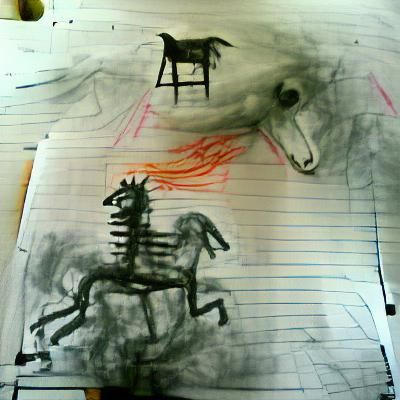 Charcoal Drawing of Death Riding Pale Horse