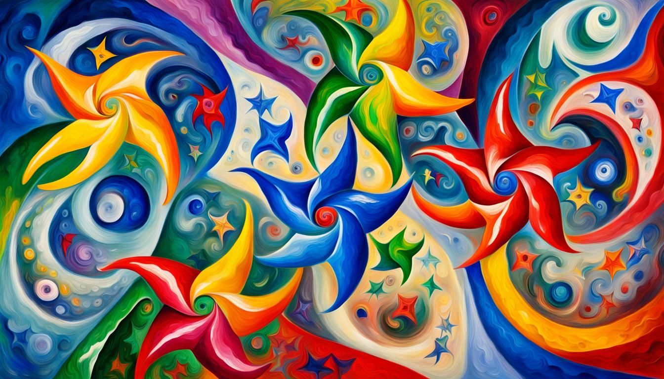 Jelly Star Pinwheels in Vivid Impasto Oil Paint