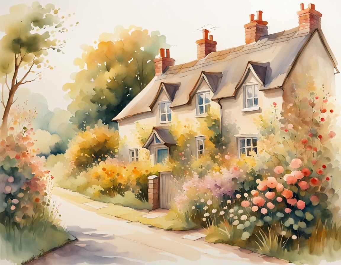 Idyllic Cottage Beside British Country Lane