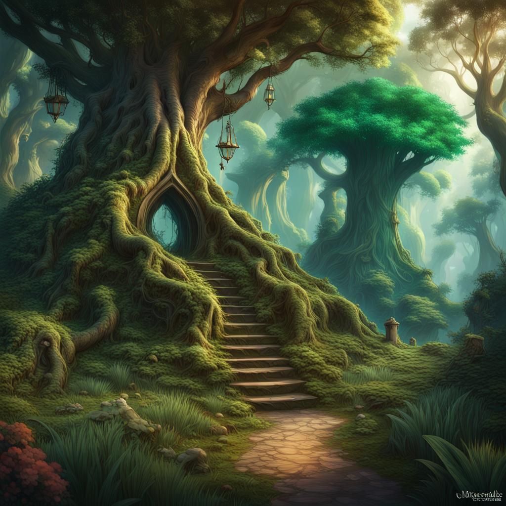 Enchanted Grove: Emerald Paradise of Sentient Flora