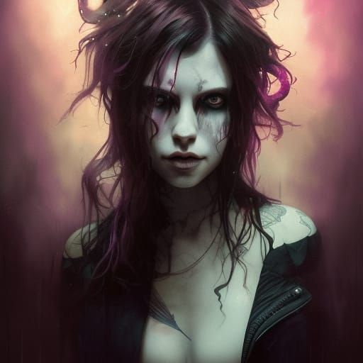 Heavy Metal Bat Portrait in Emo Style