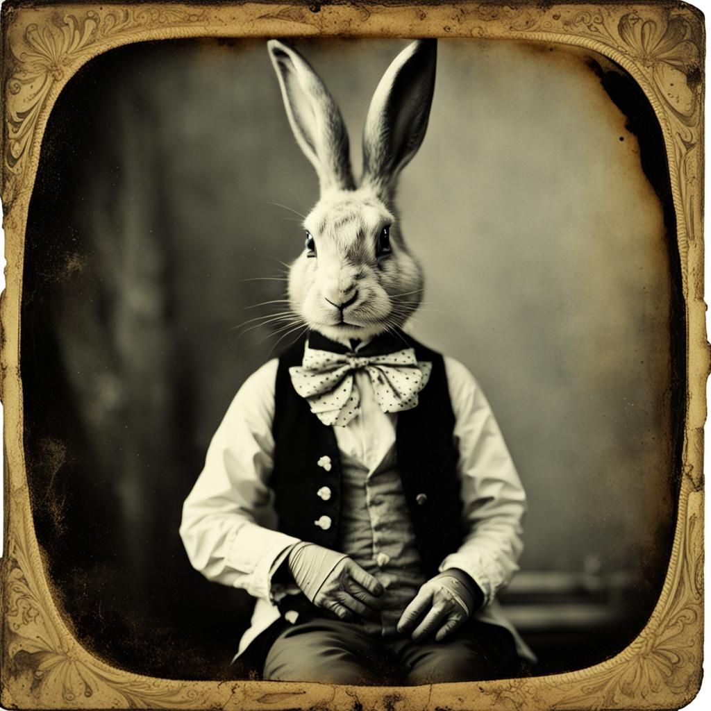 Eerie Tintype Photo of Wonderland-Inspired Rabbit