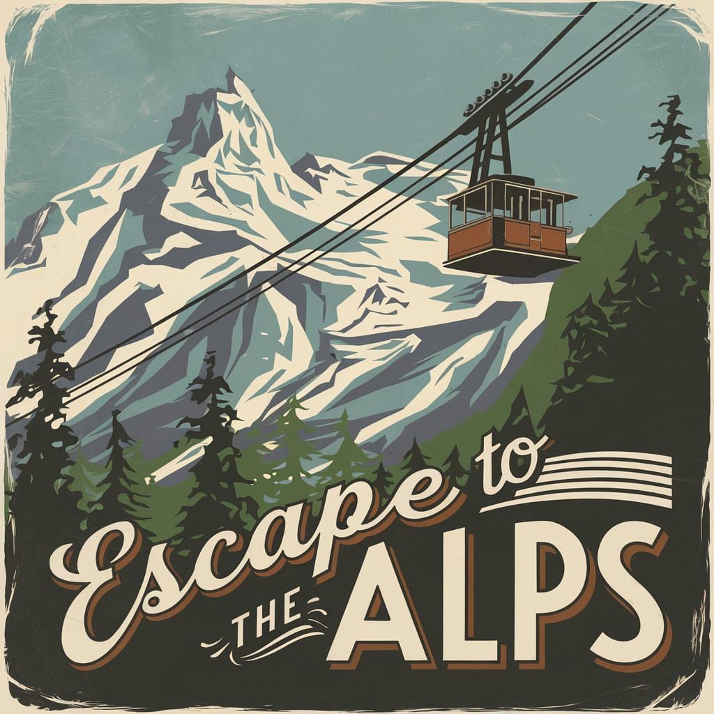 Vintage Travel Poster: Escape to the Alps