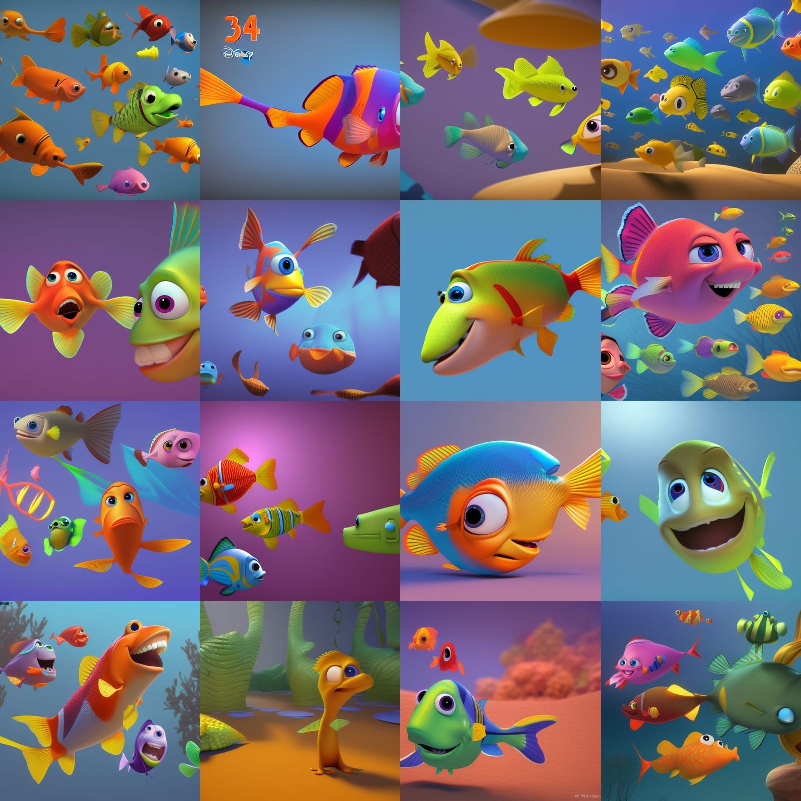 Cartoon Fish in 3D Digital Art Style