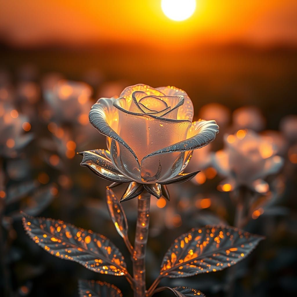 Crystal Rose in a Serene Field of Refracted Light