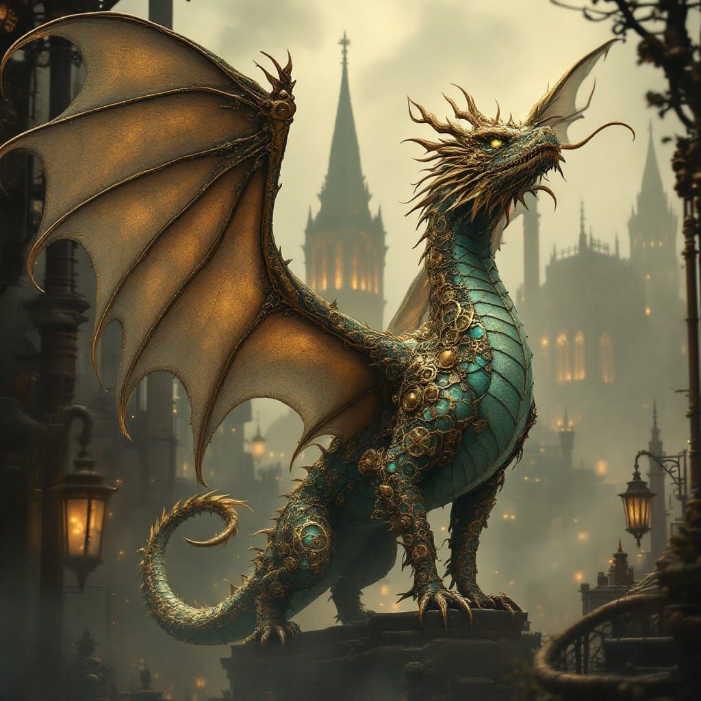 Steampunk Dragon Rules Fog-Shrouded City