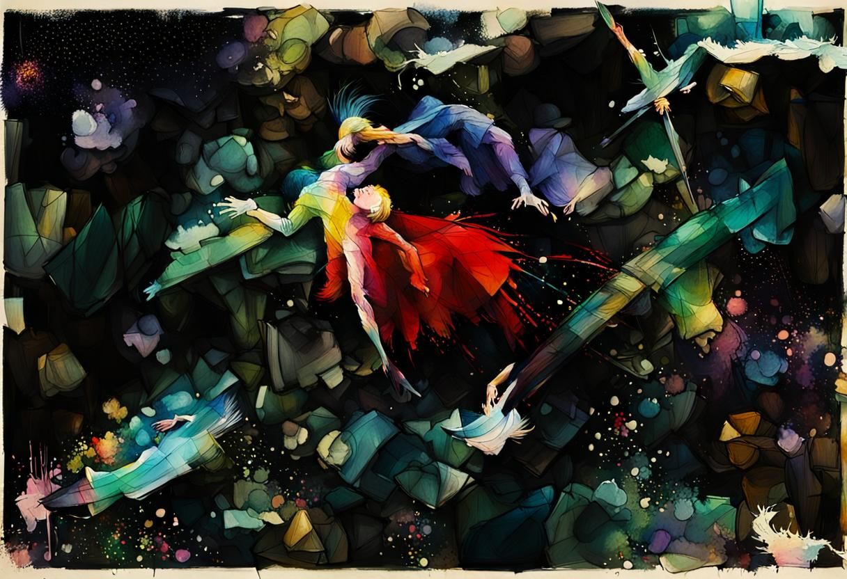 Abstract Sketch with Transparent Color Areas