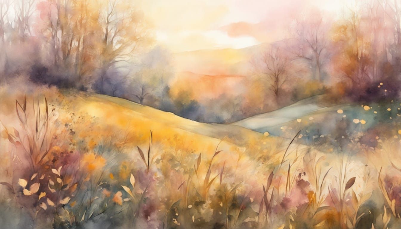 Autumn Watercolor Meadow in a Gothic Dream