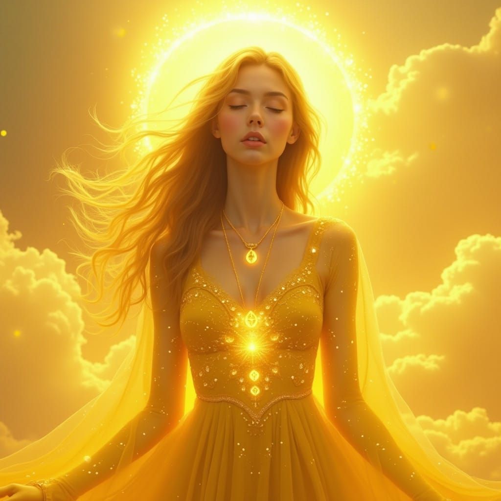 Sacred, Shining Woman in Golden Halo