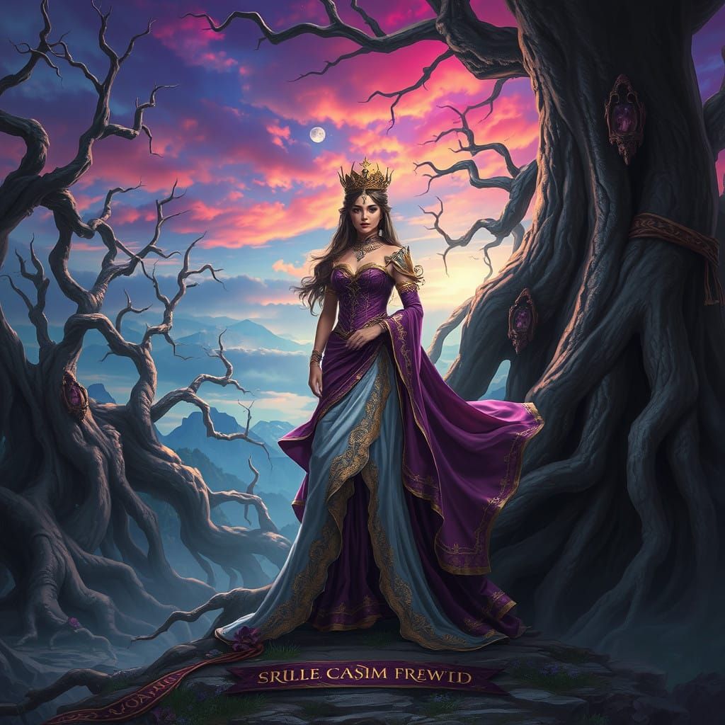 Regal Princess in Vibrant, Mystical Forest