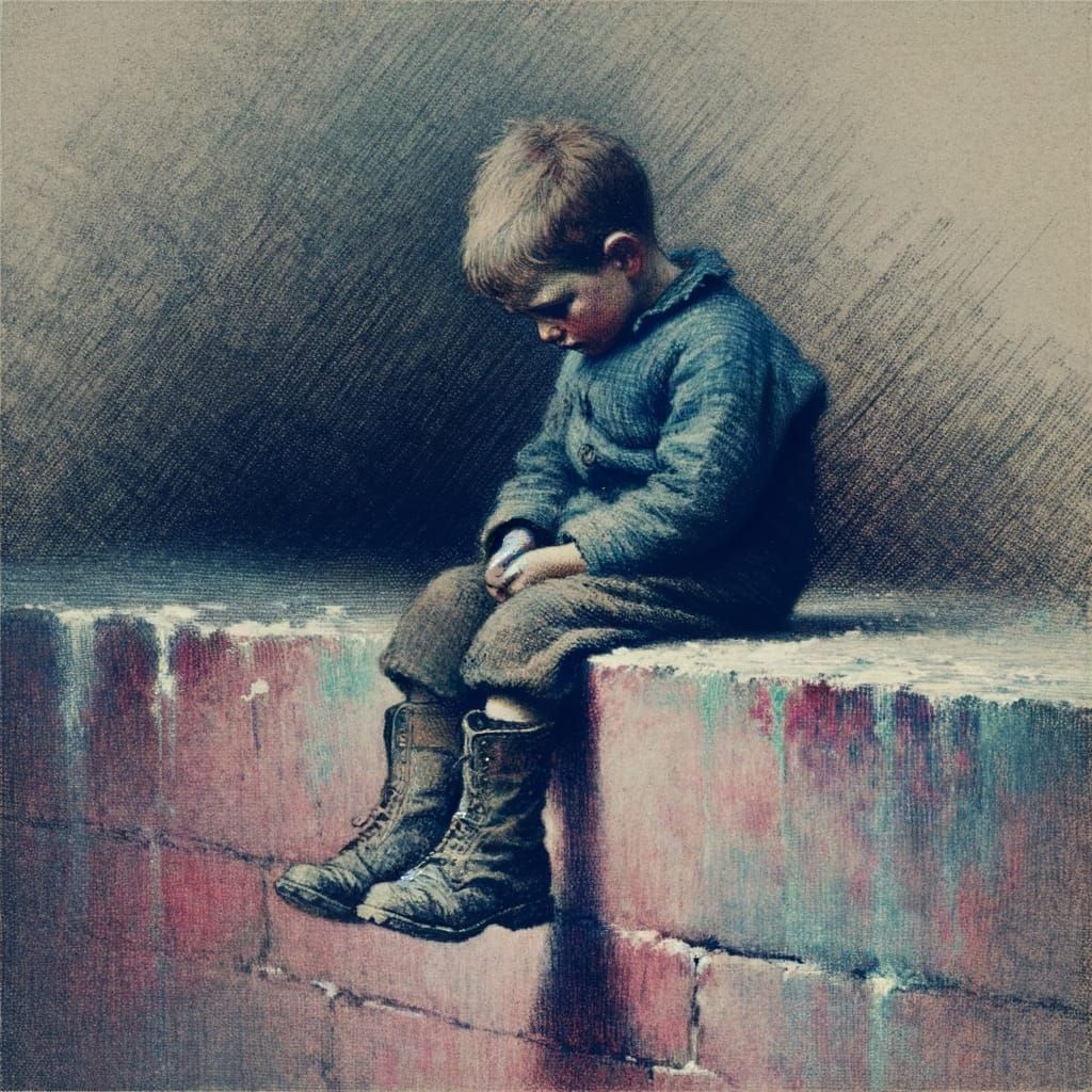 Child's Profound Loneliness: A Heartbreaking Early-Era Style...