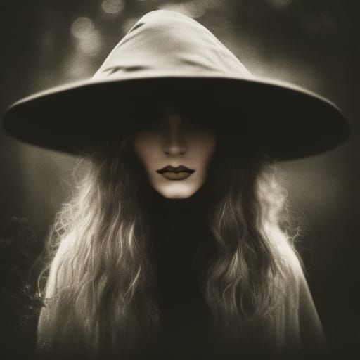 Beautiful Witch Dancing in Forest Portrait
