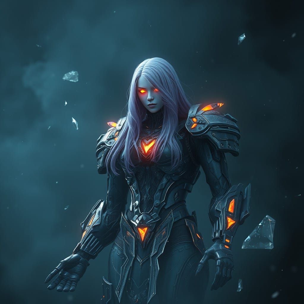 Glowing Figure in Lavender Locks Battles Black Mist in Epic....